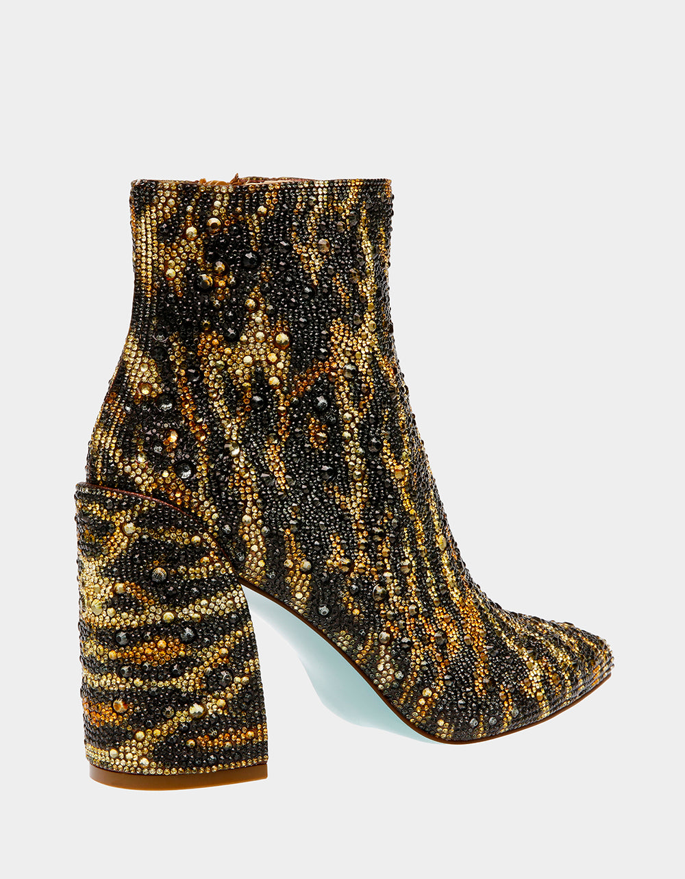 Betsey Johnson Kris Leopard Rhinestone Booties with Block Heel