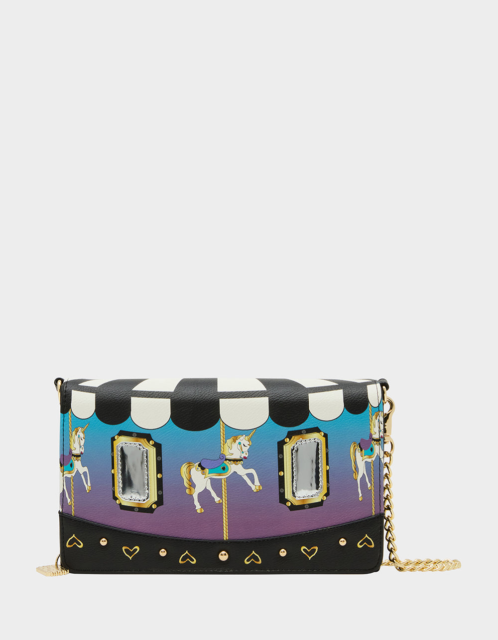 Betsey Johnson Carousel Wallet on Chain with Heart & Stud Details