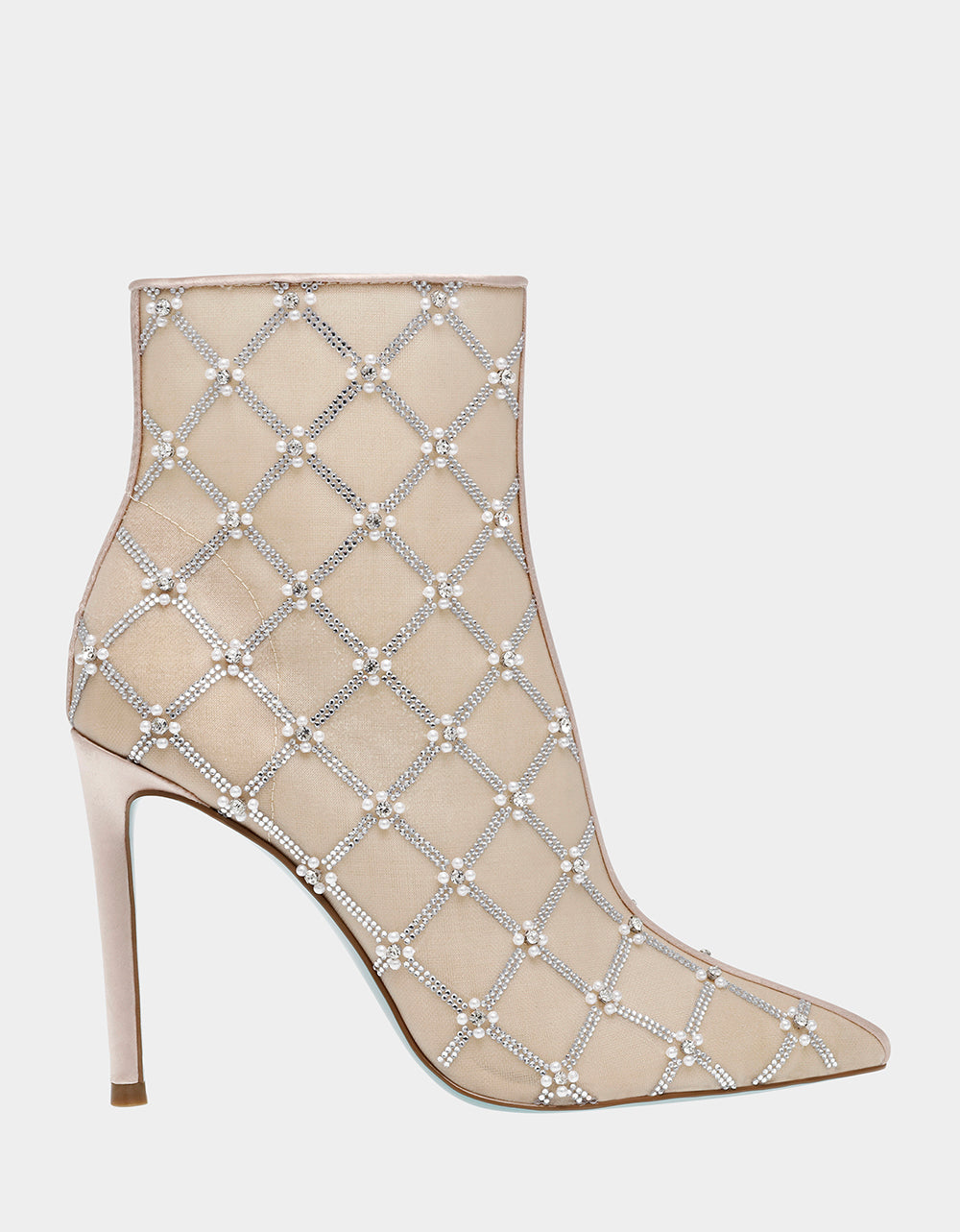 Betsey Johnson LARKK Pearl Rhinestone Stiletto Booties