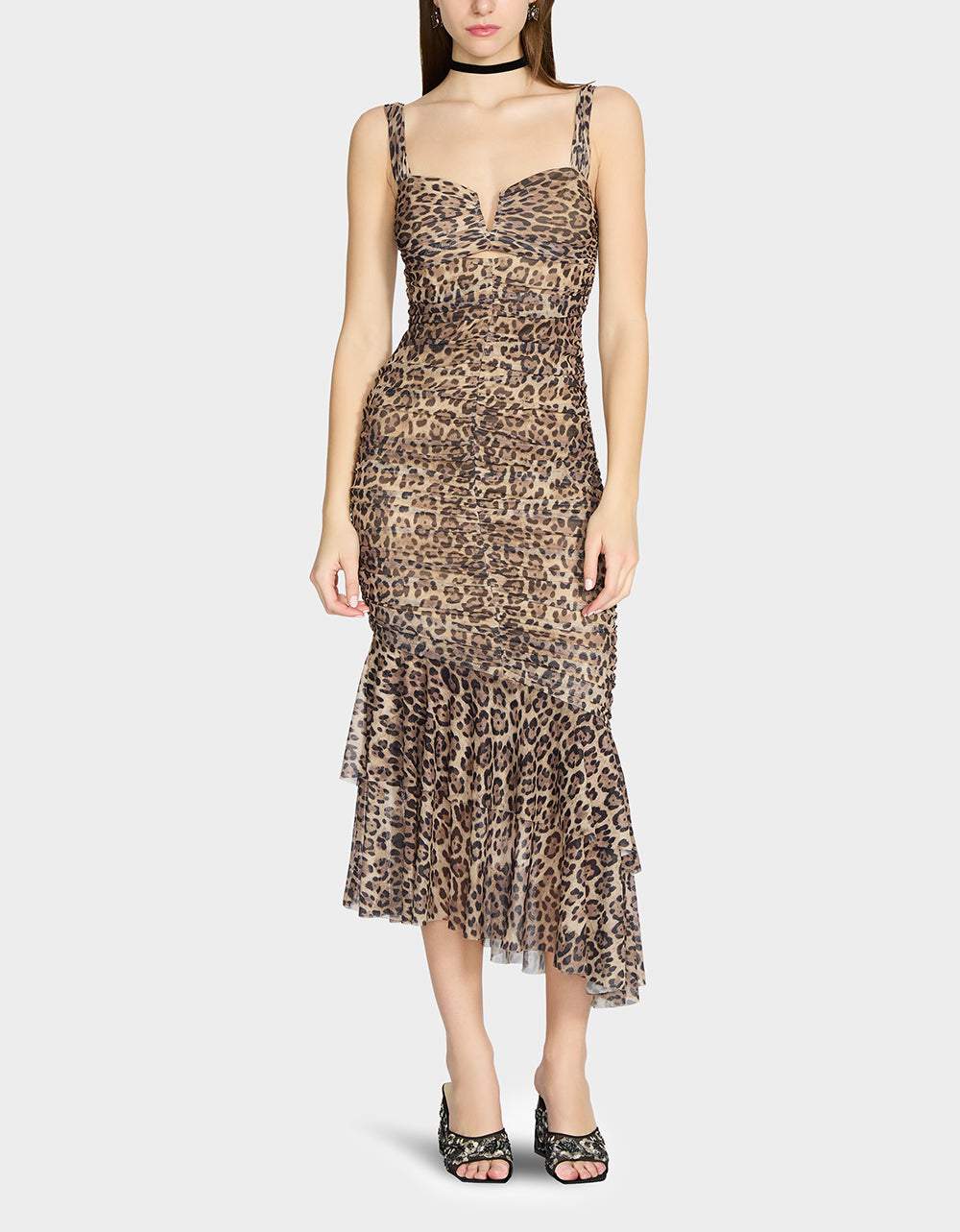 Layla Leopard Print Maxi Dress with Ruffle Hem - Sleeveless & Flowy