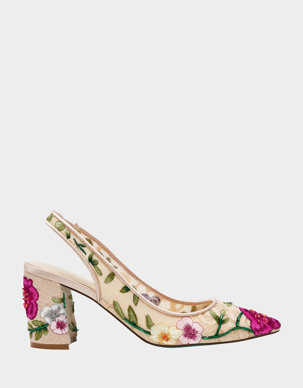 Betsey Johnson Lira Blush Multi Floral Slingback Heels