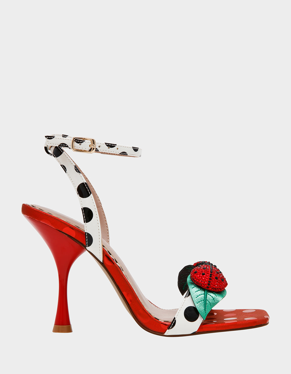 Betsey Johnson LOLLA Red White Polka Dot Strappy Heels