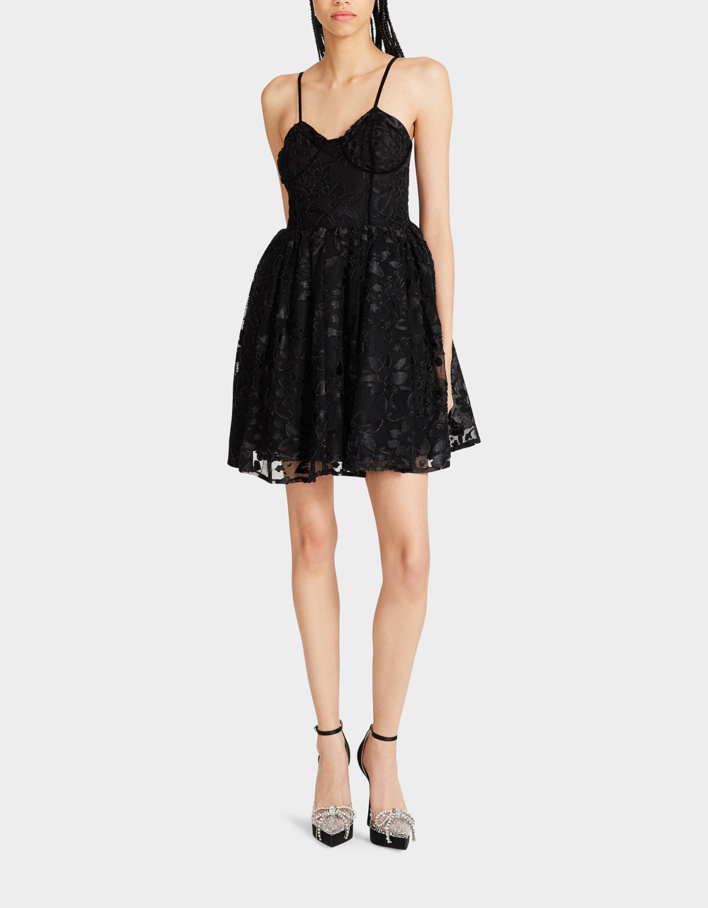 Betsey Johnson Lucia Black Floral Lace Mini Dress