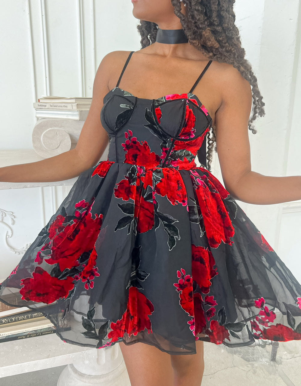 Betsey Johnson Lucia Red Rose Print Mini Dress