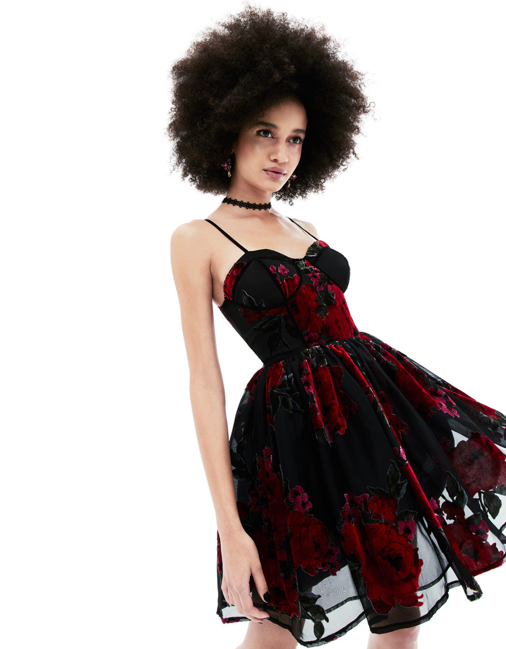 Betsey Johnson Lucia Red Rose Print Mini Dress