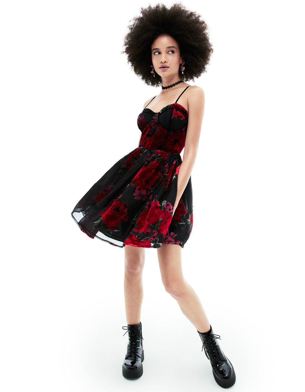 Betsey Johnson Lucia Red Rose Print Mini Dress