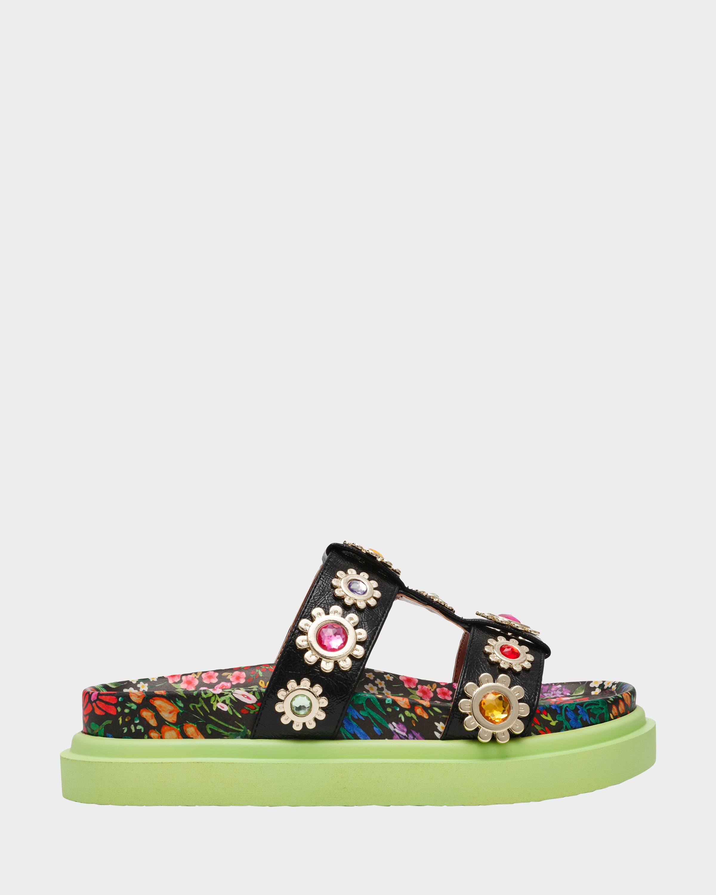 MADOXX Floral Flatform Slide Sandals with Comfort Footbed