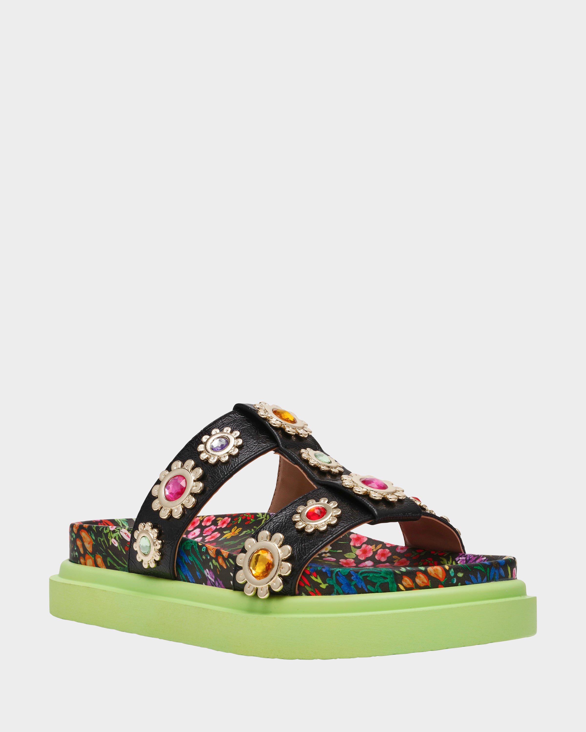 MADOXX Floral Flatform Slide Sandals with Comfort Footbed