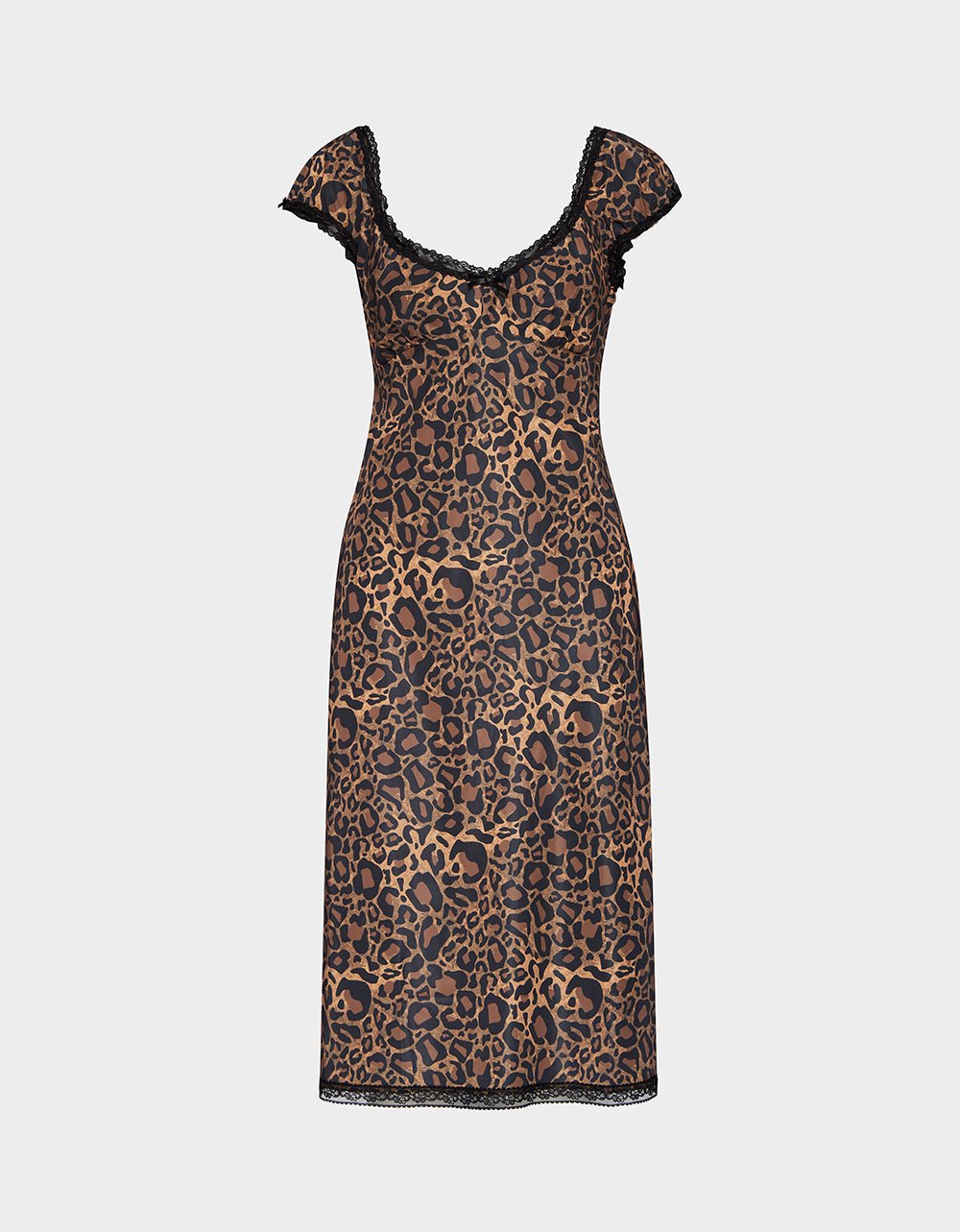 Betsey Johnson Leopard Print Malibu Midi Dress with Lace Trim