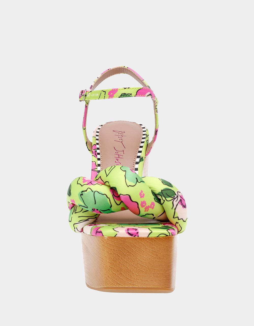 Betsey Johnson Floral Print Platform Heel Sandals - 5 Inch Yellow