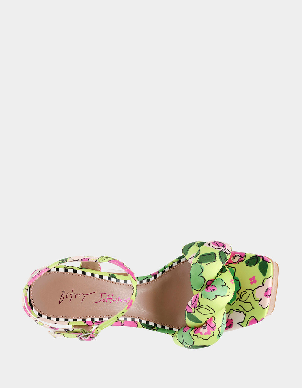 Betsey Johnson Floral Print Platform Heel Sandals - 5 Inch Yellow