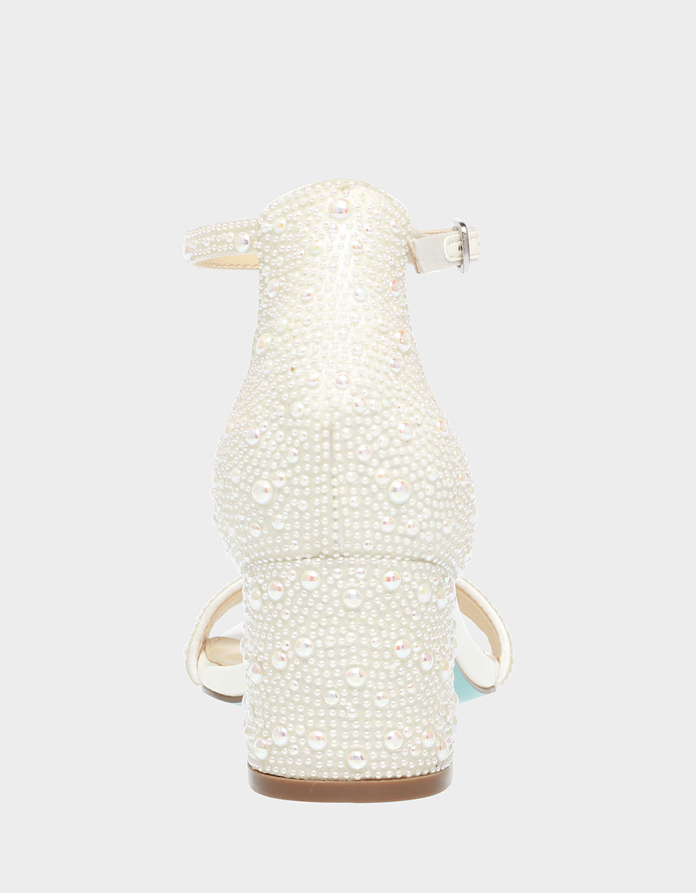 Betsey Johnson MARI Ivory Pearl Embellished Block Heel Sandals