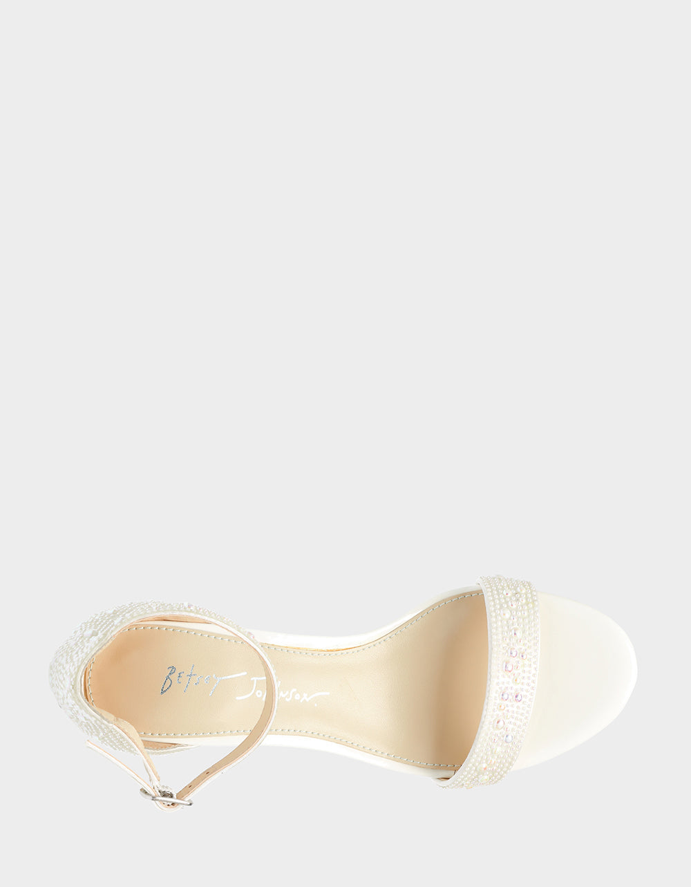Betsey Johnson MARI Ivory Pearl Embellished Block Heel Sandals