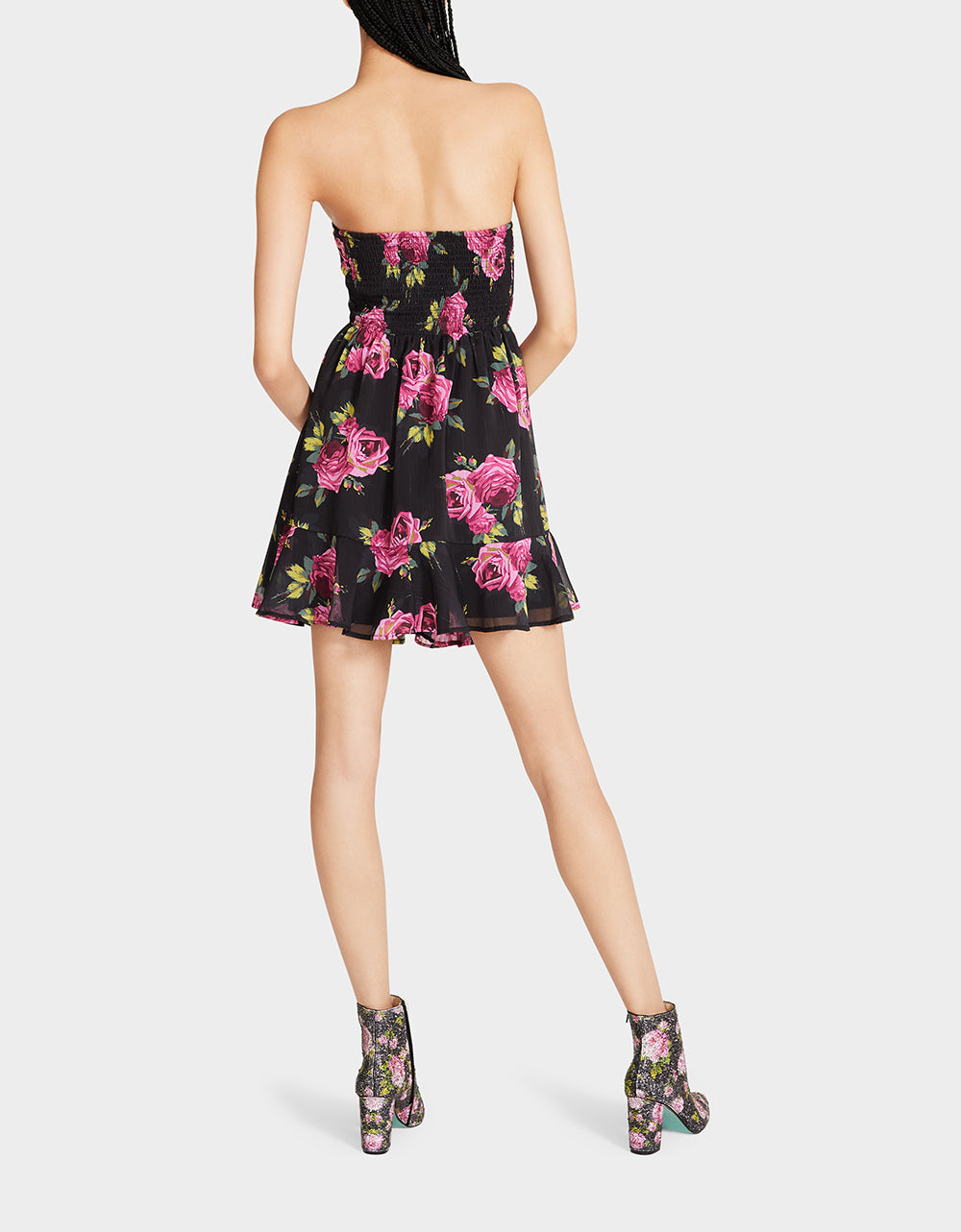 Floral Print Sweetheart Neckline Mini Dress by RE:LUV
