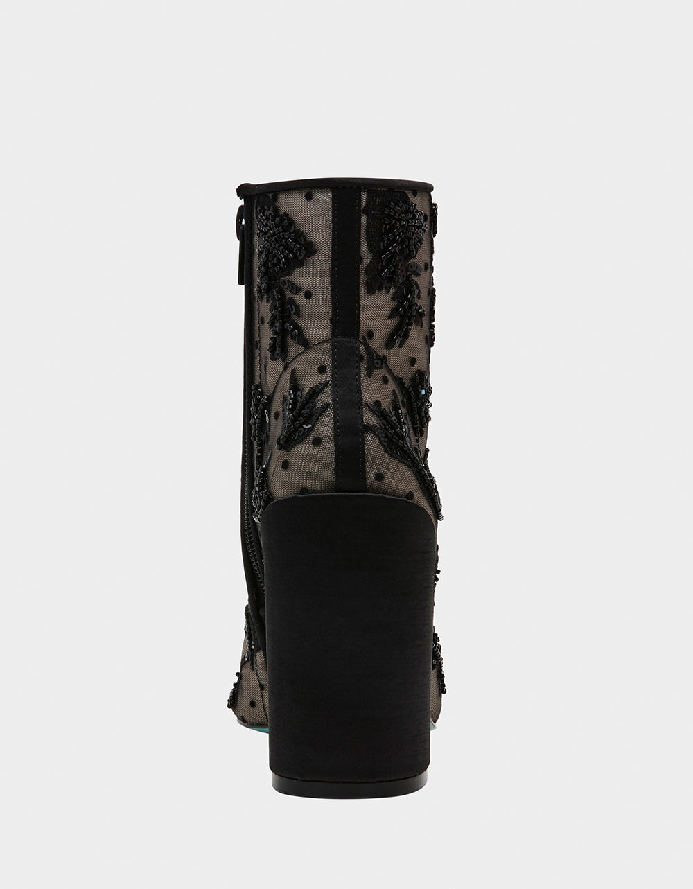 Betsey Johnson MERRI Black Beaded Booties with Block Heel