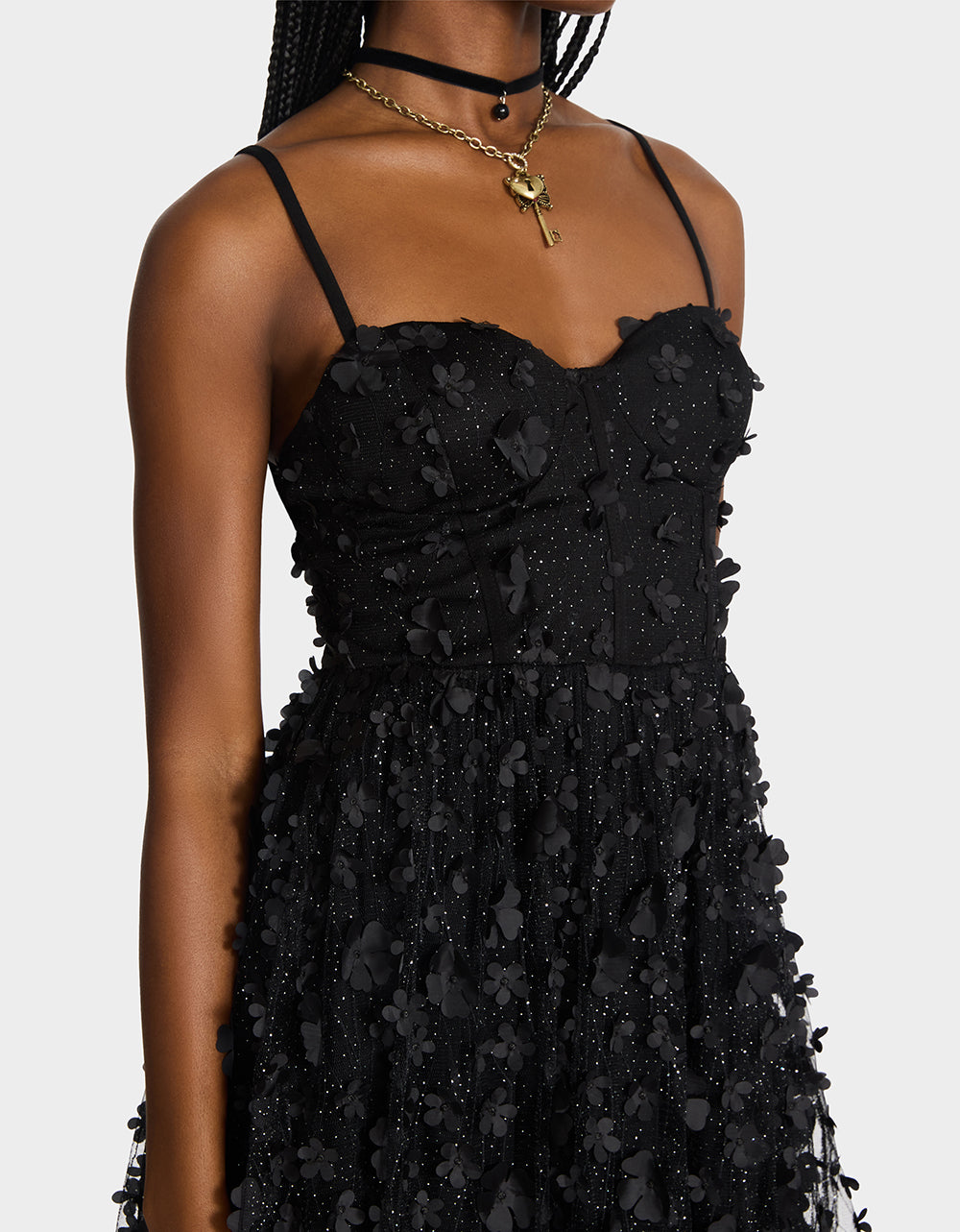 Black Butterfly Mesh Bustier Mini Dress - Midnight Bloom Style