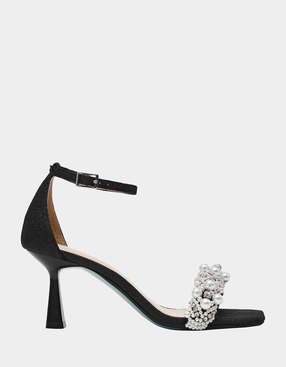 Betsey Johnson MILO Black Kitten Heels with Embellished Strap