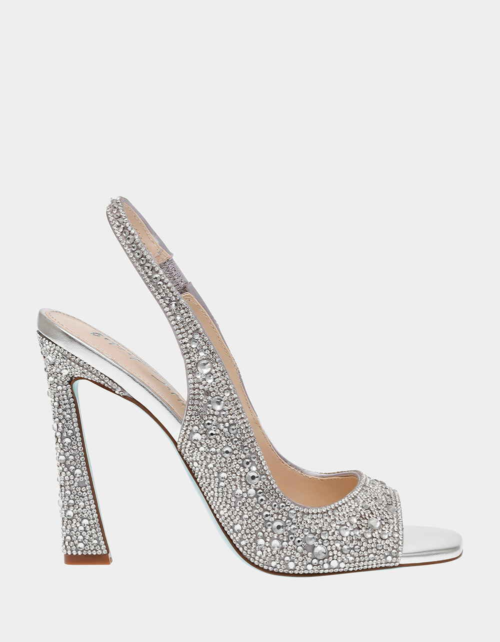 Betsey Johnson MINA Silver Slingback Heels with Stones