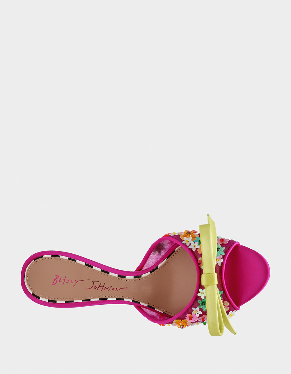 Betsey Johnson Naddia Fuchsia Multi Sequined Bow Mule Heels