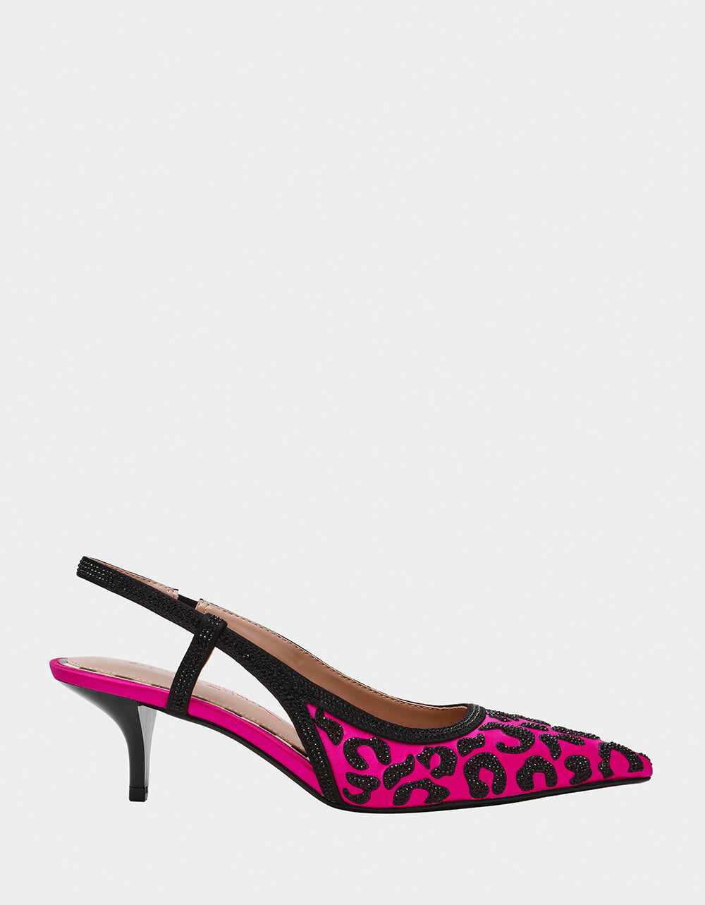 Betsey Johnson NAHLA Fuchsia Slingback Kitten Heels with Rhinestones