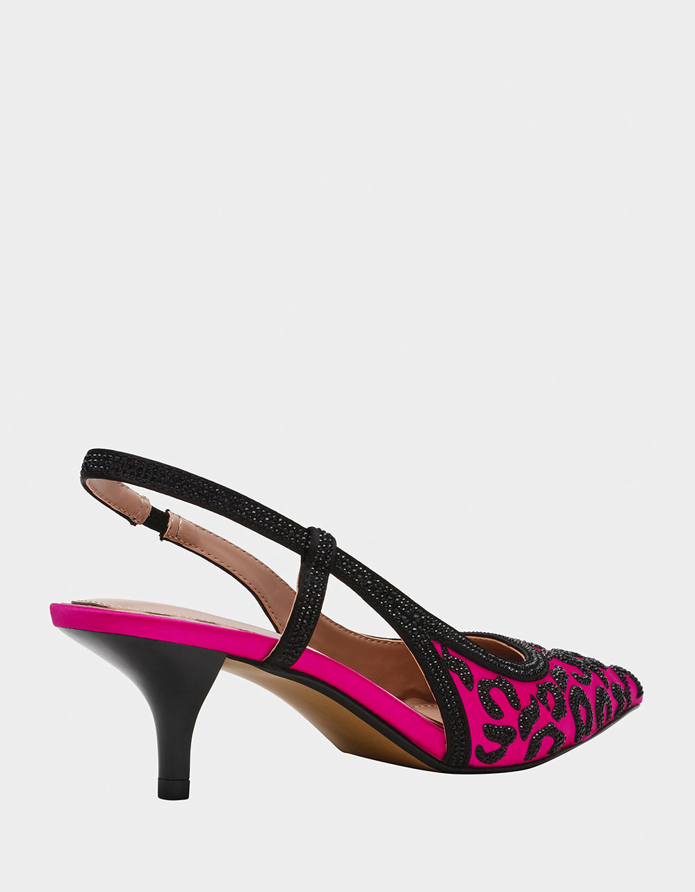 Betsey Johnson NAHLA Fuchsia Slingback Kitten Heels with Rhinestones