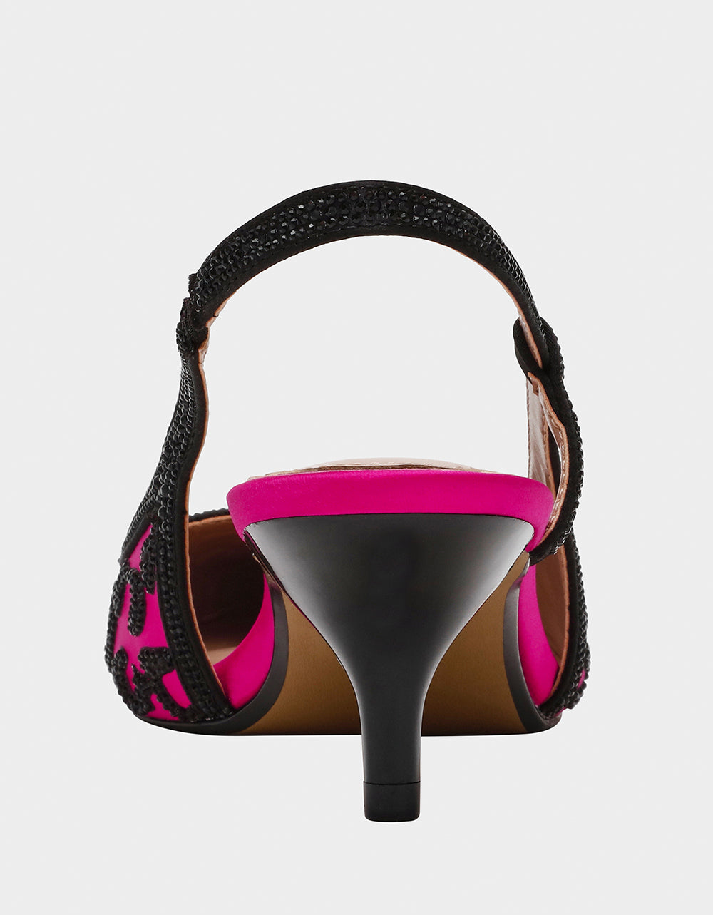 Betsey Johnson NAHLA Fuchsia Slingback Kitten Heels with Rhinestones