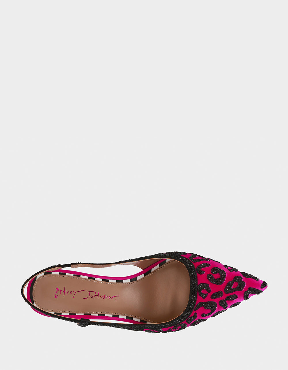 Betsey Johnson NAHLA Fuchsia Slingback Kitten Heels with Rhinestones