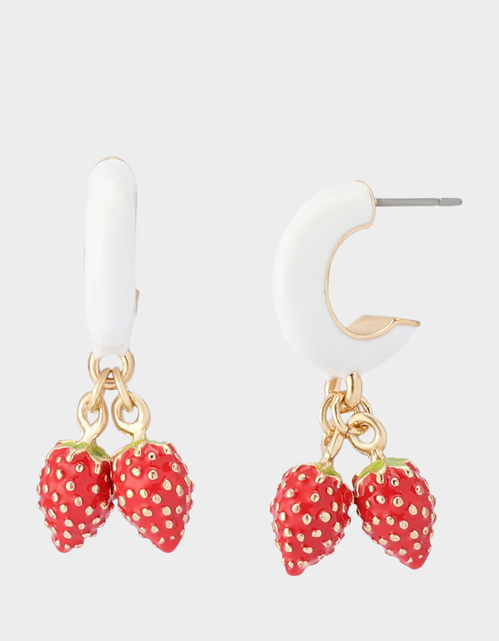 Betsey Johnson Strawberry Huggie Earrings in Red - Surgical Steel