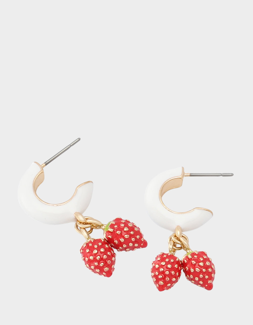 Betsey Johnson Strawberry Huggie Earrings in Red - Surgical Steel