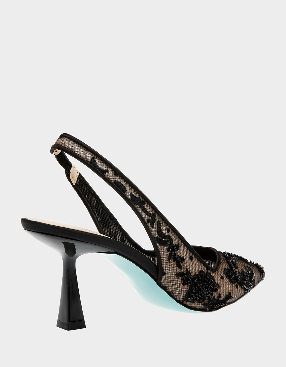 Betsey Johnson Nikki Black Embroidered Slingback Heels