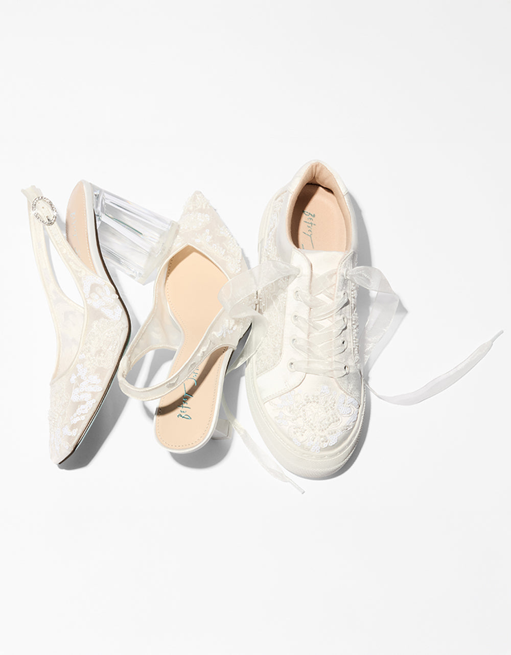 Betsey Johnson Nikki Ivory Embroidered Slingback Heels - 3 Inch