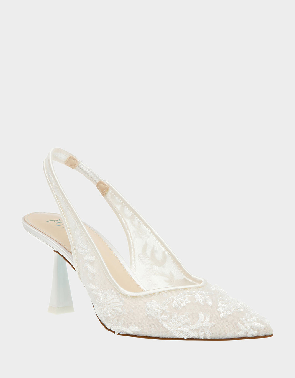 Betsey Johnson Nikki Ivory Embroidered Slingback Heels - 3 Inch