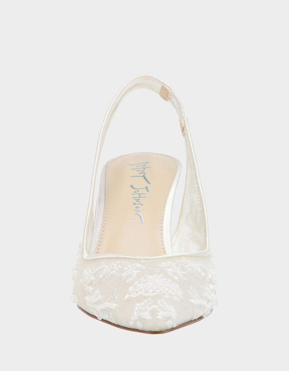 Betsey Johnson Nikki Ivory Embroidered Slingback Heels - 3 Inch