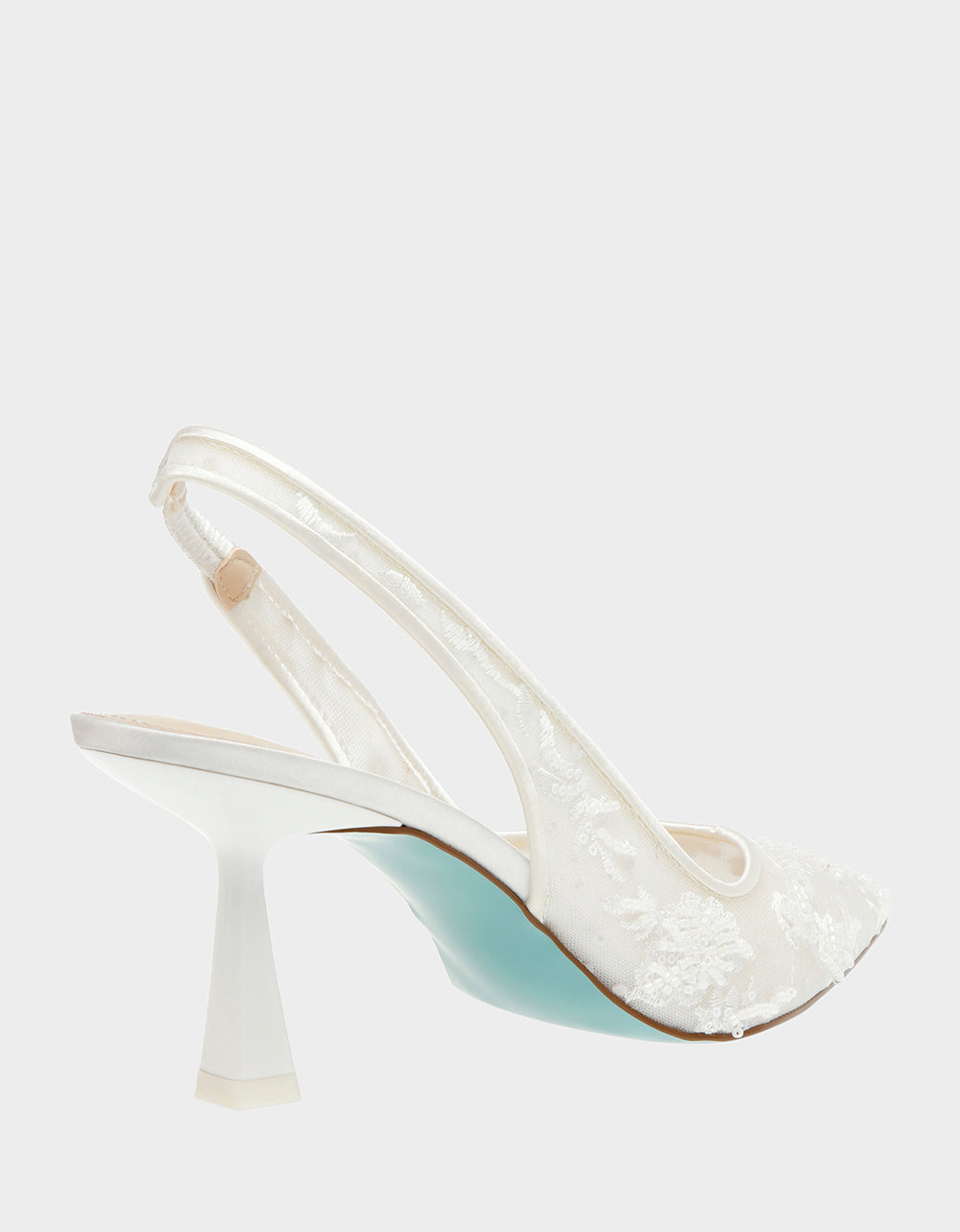 Betsey Johnson Nikki Ivory Embroidered Slingback Heels - 3 Inch