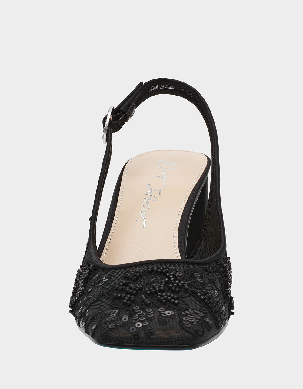 Betsey Johnson NINAH Black Mesh Slingback Block Heel Shoes