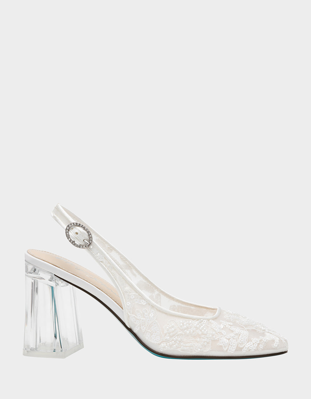 Betsey Johnson NINAH Ivory Mesh Slingback Block Heel Shoes