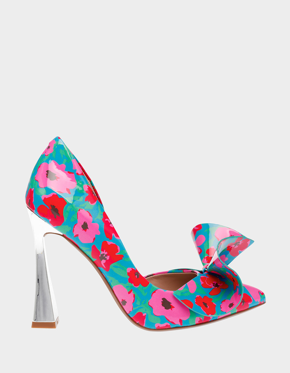 Betsey Johnson Floral Print Heels - 4.25 Inch Pink & Blue