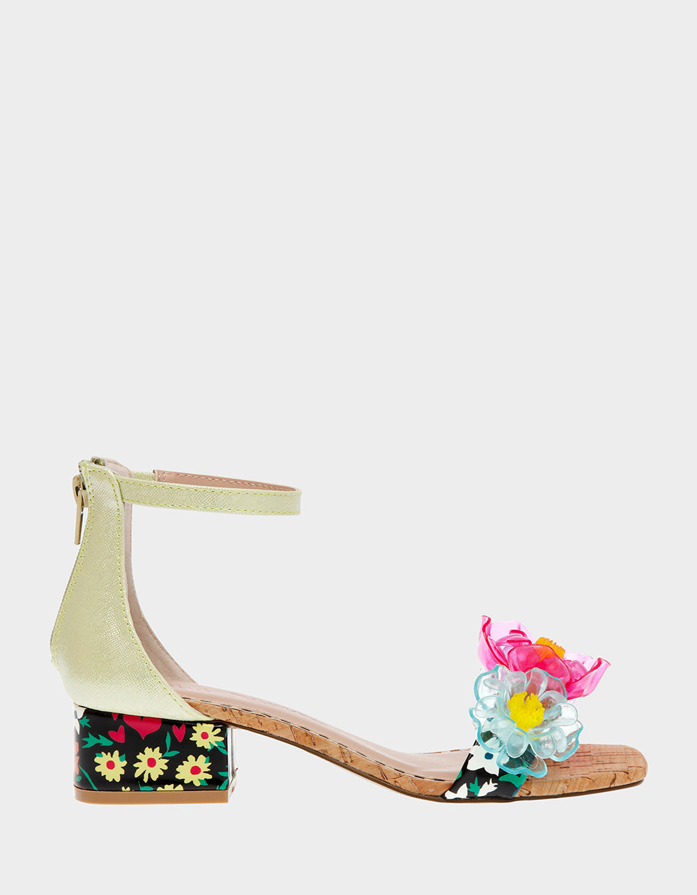 Betsey Johnson Oaklee Floral Open-Toe Sandal with 1.5 Inch Heel