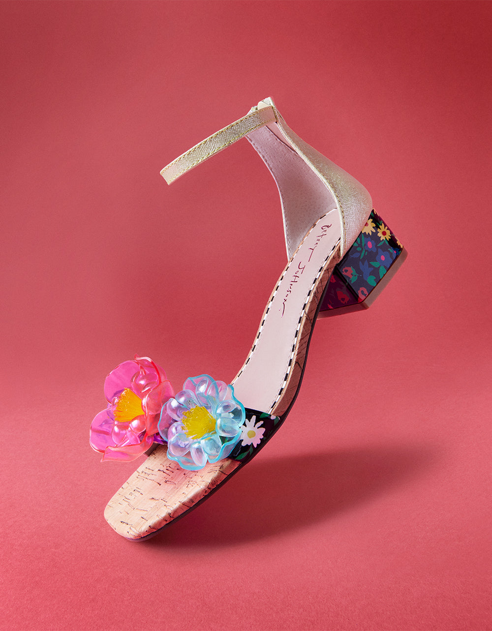 Betsey Johnson Oaklee Floral Open-Toe Sandal with 1.5 Inch Heel