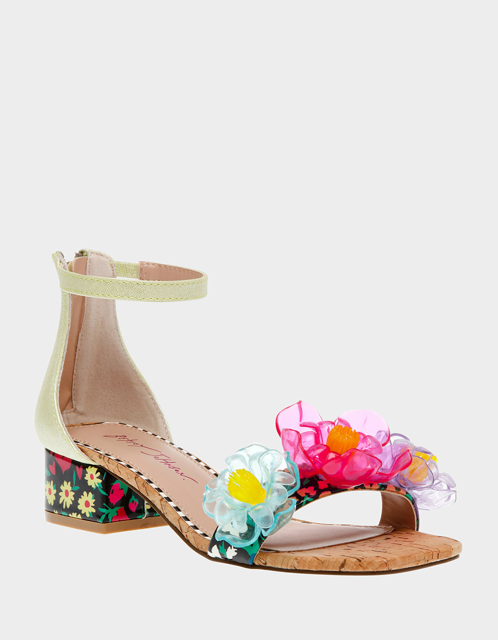 Betsey Johnson Oaklee Floral Open-Toe Sandal with 1.5 Inch Heel