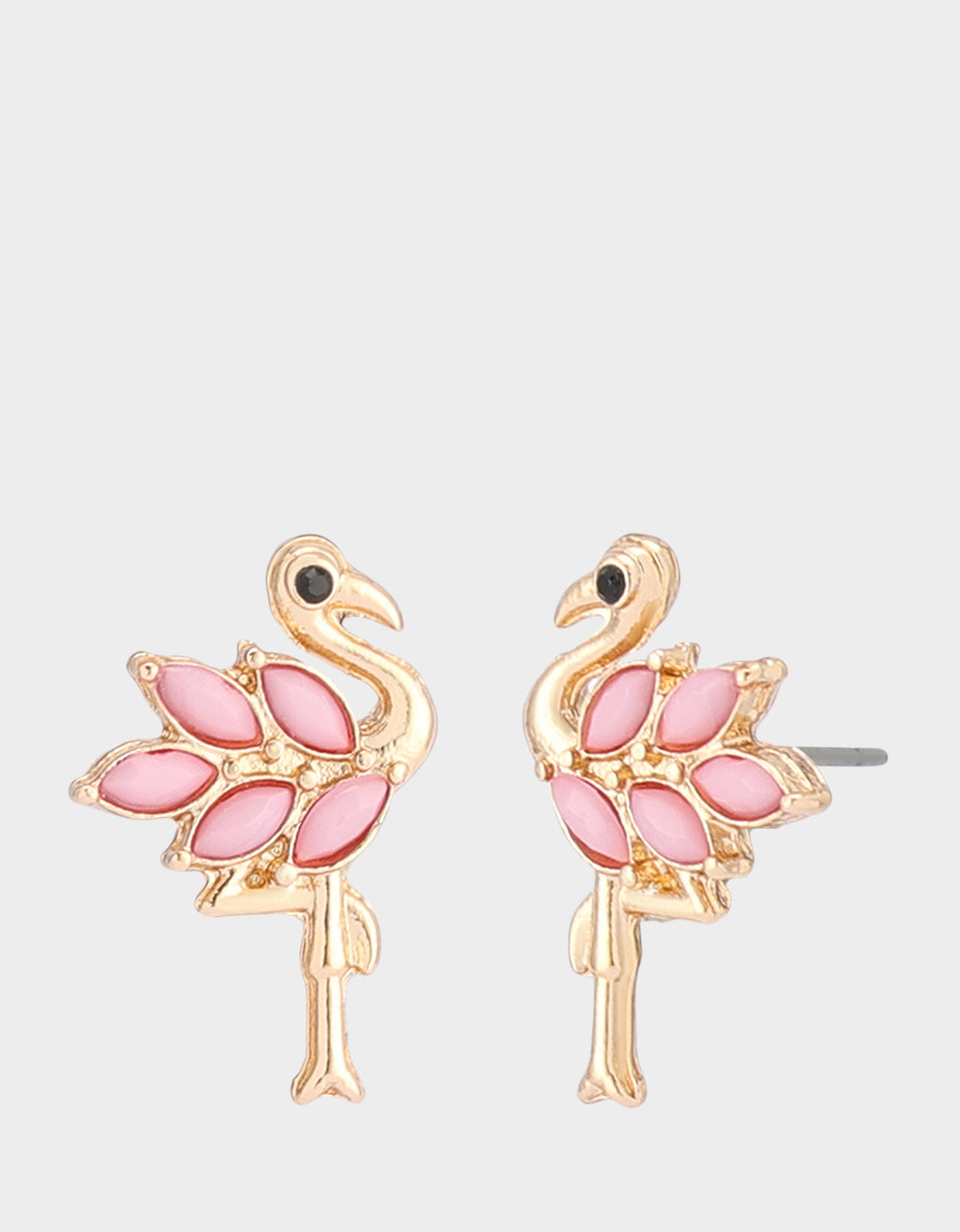 Betsey Johnson Pink Flamingo Stud Earrings in Gold