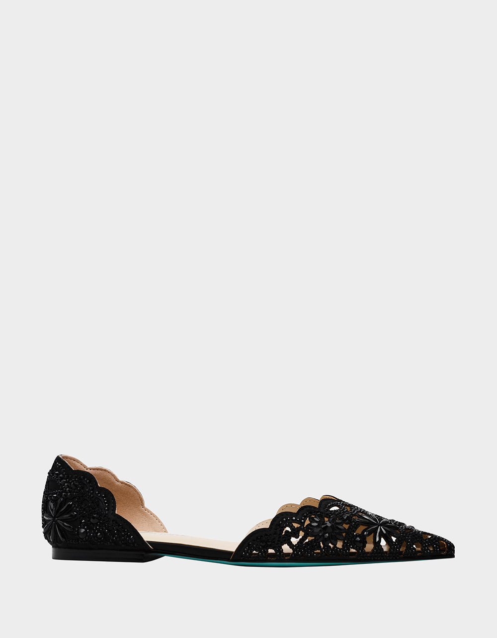 Betsey Johnson Crystal-Embellished Black Ballet Flats