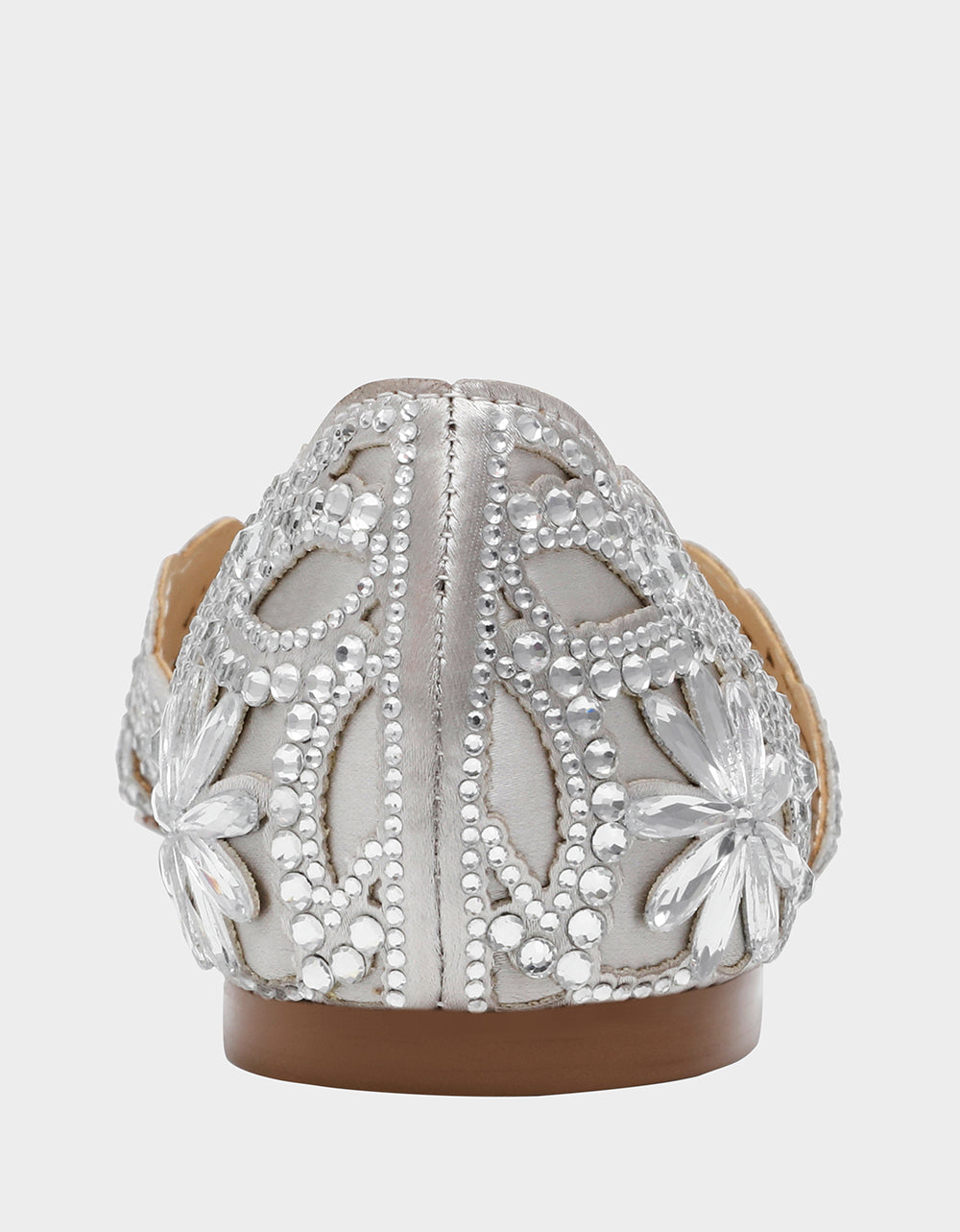 Betsey Johnson Crystal-Embellished Silver Ballet Flats