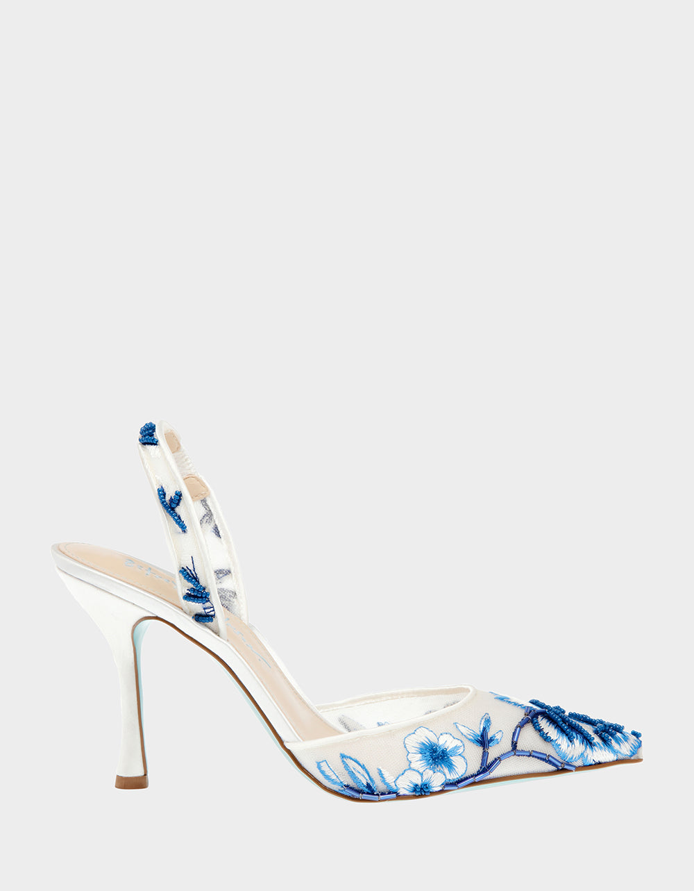 Betsey Johnson Blue Floral Heels with 3.5 Inch Heel
