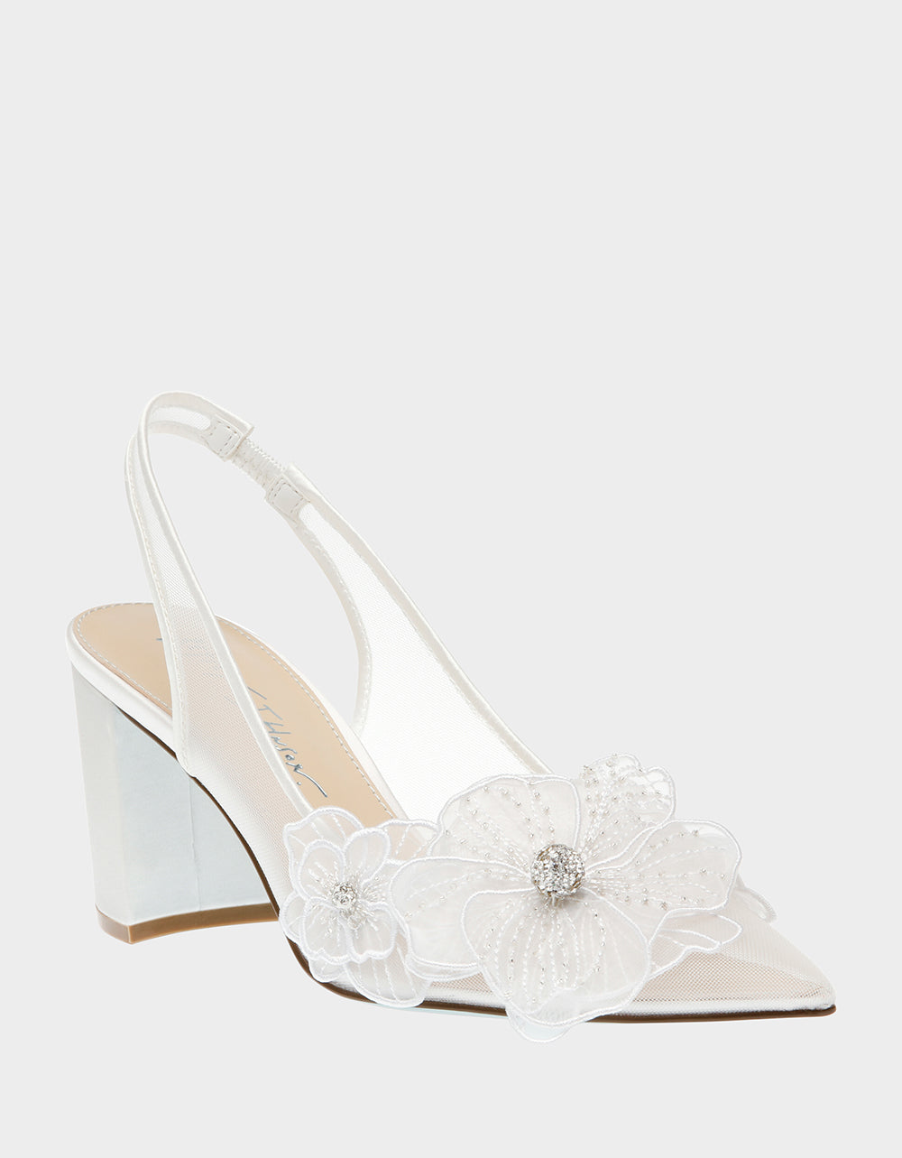 Betsey Johnson Petra Ivory Floral Slingback Mesh Heels