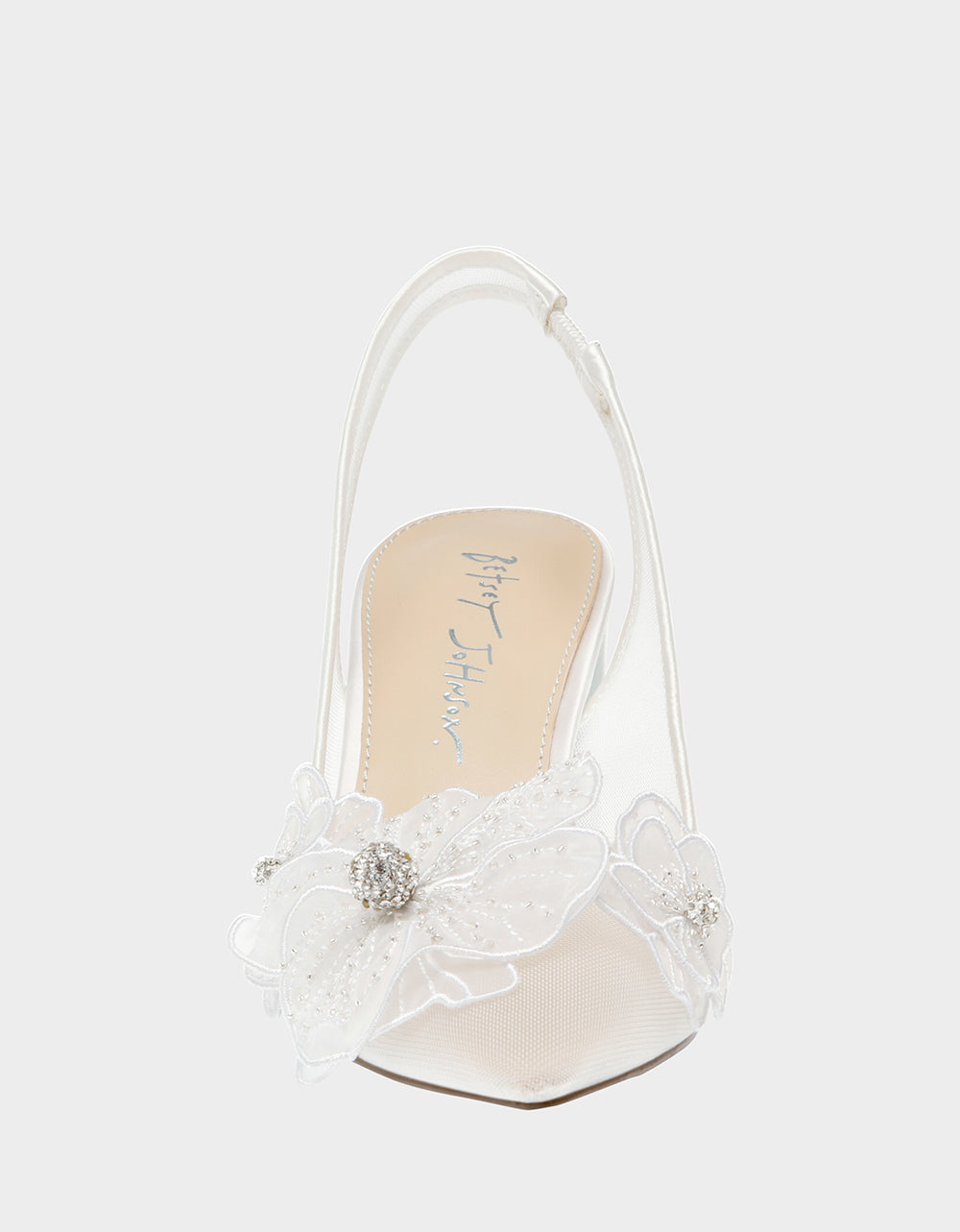 Betsey Johnson Petra Ivory Floral Slingback Mesh Heels