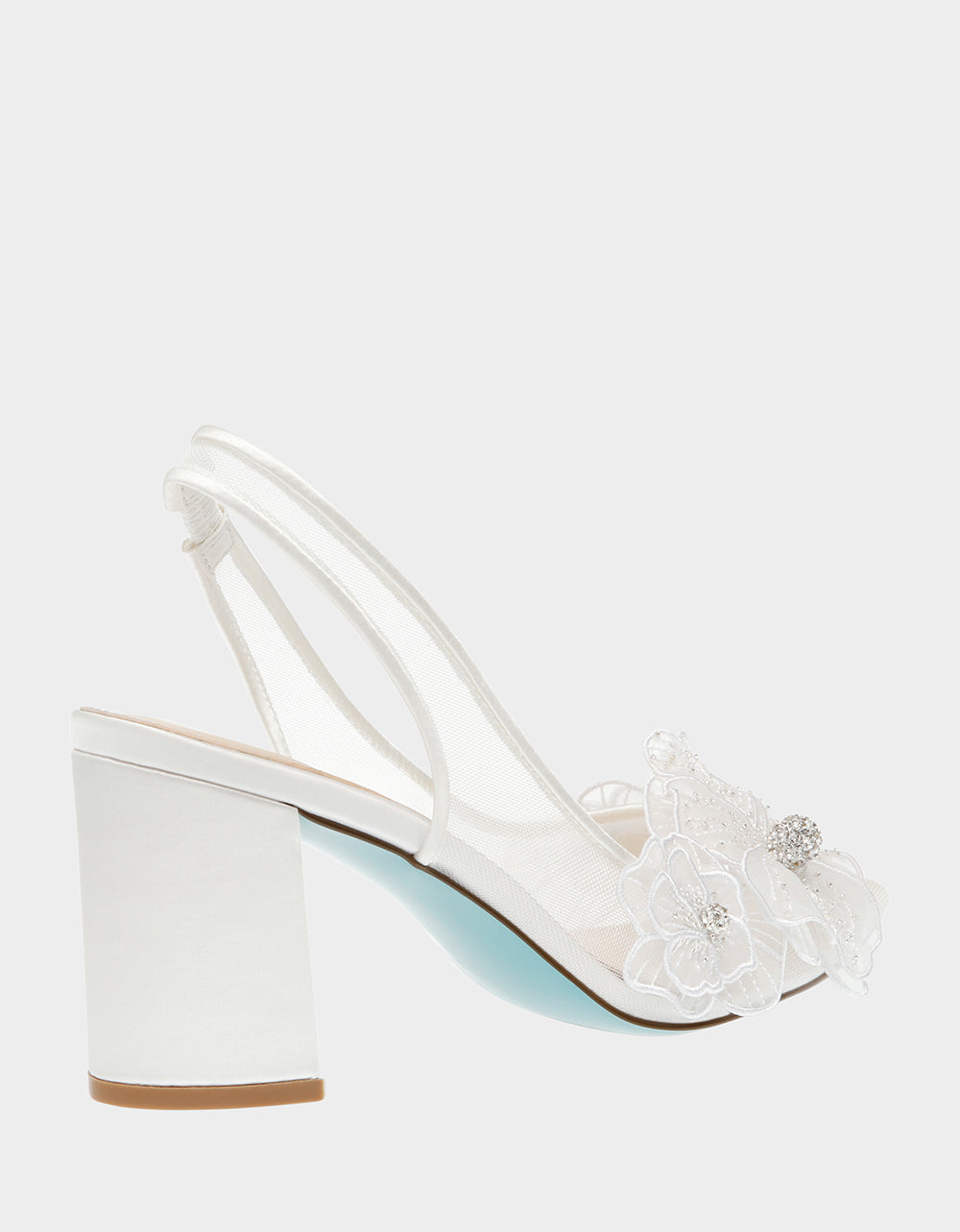 Betsey Johnson Petra Ivory Floral Slingback Mesh Heels