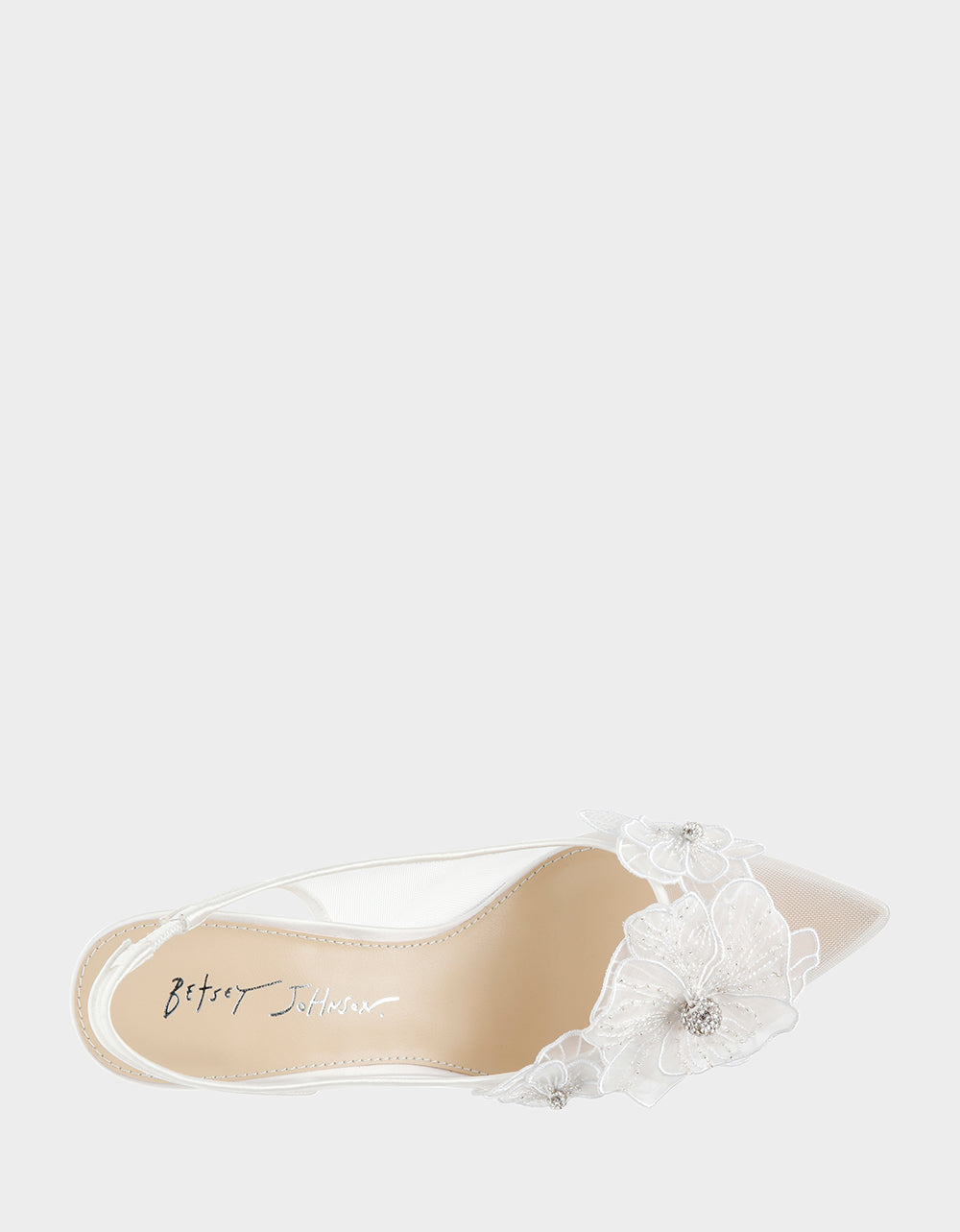 Betsey Johnson Petra Ivory Floral Slingback Mesh Heels