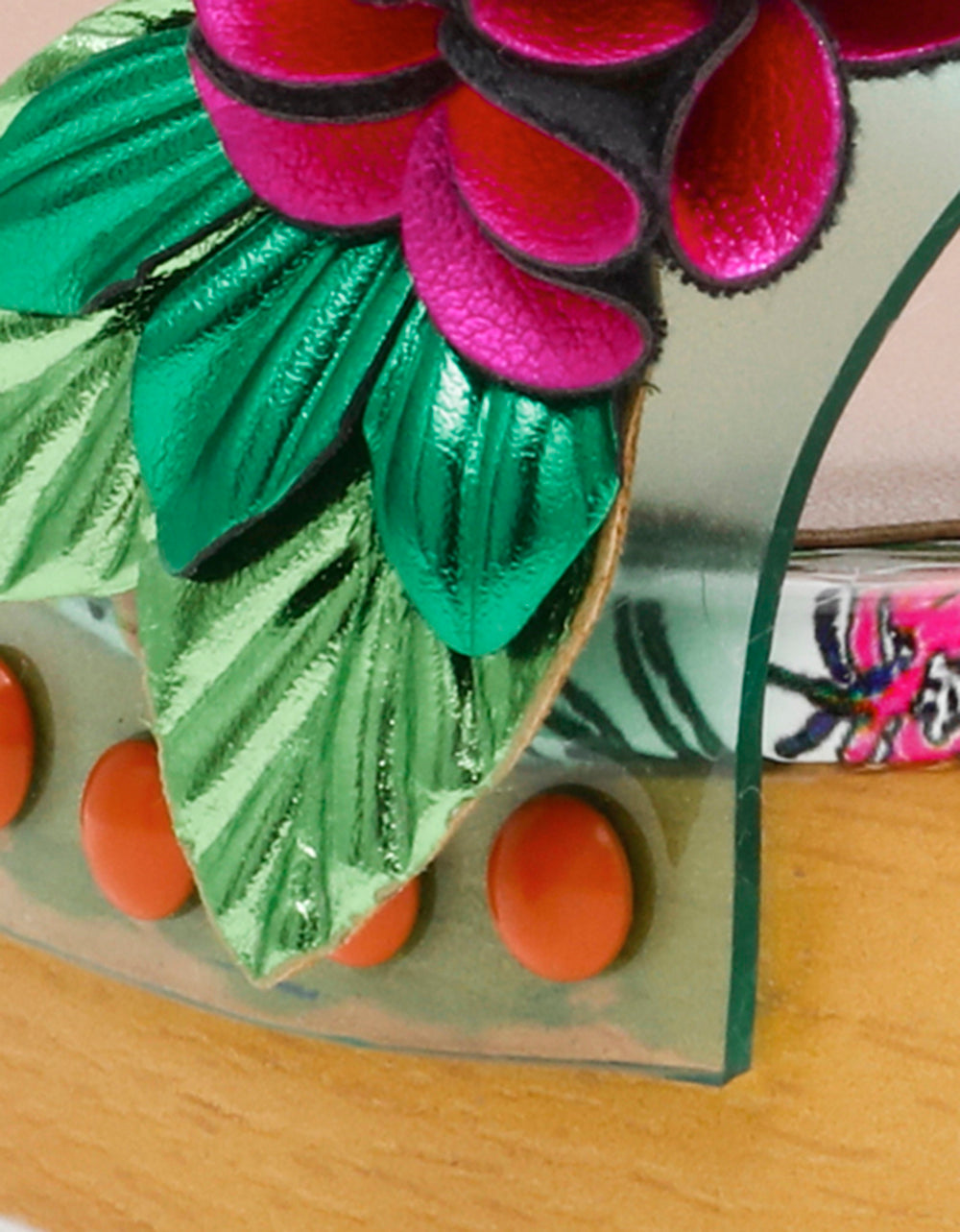 Betsey Johnson Rayyna Teal Floral Block Heels with Ankle Strap