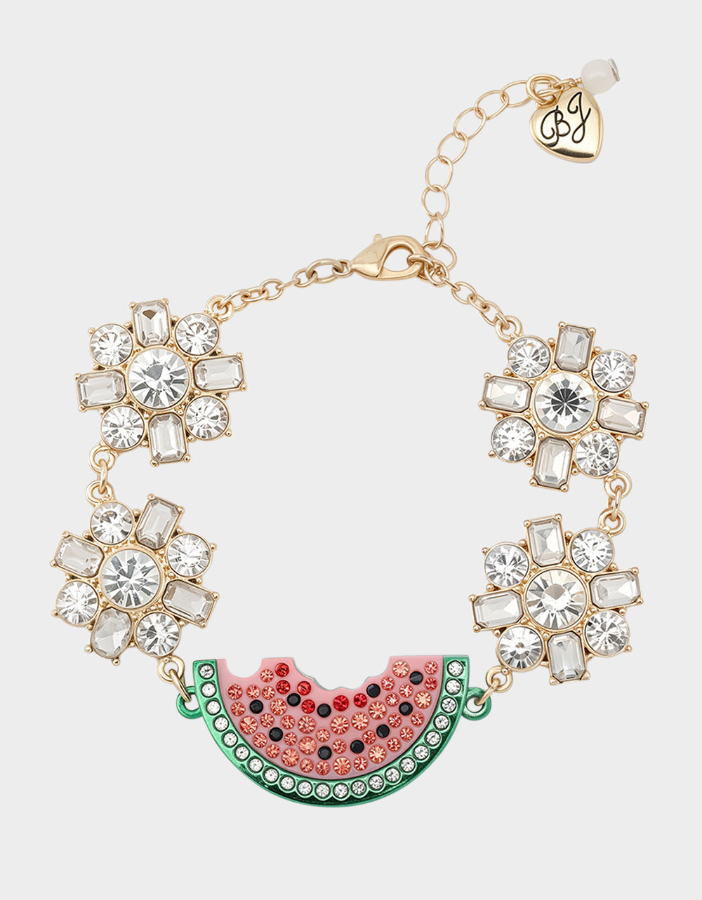 Betsey Johnson Watermelon Charm Adjustable Bracelet Pink